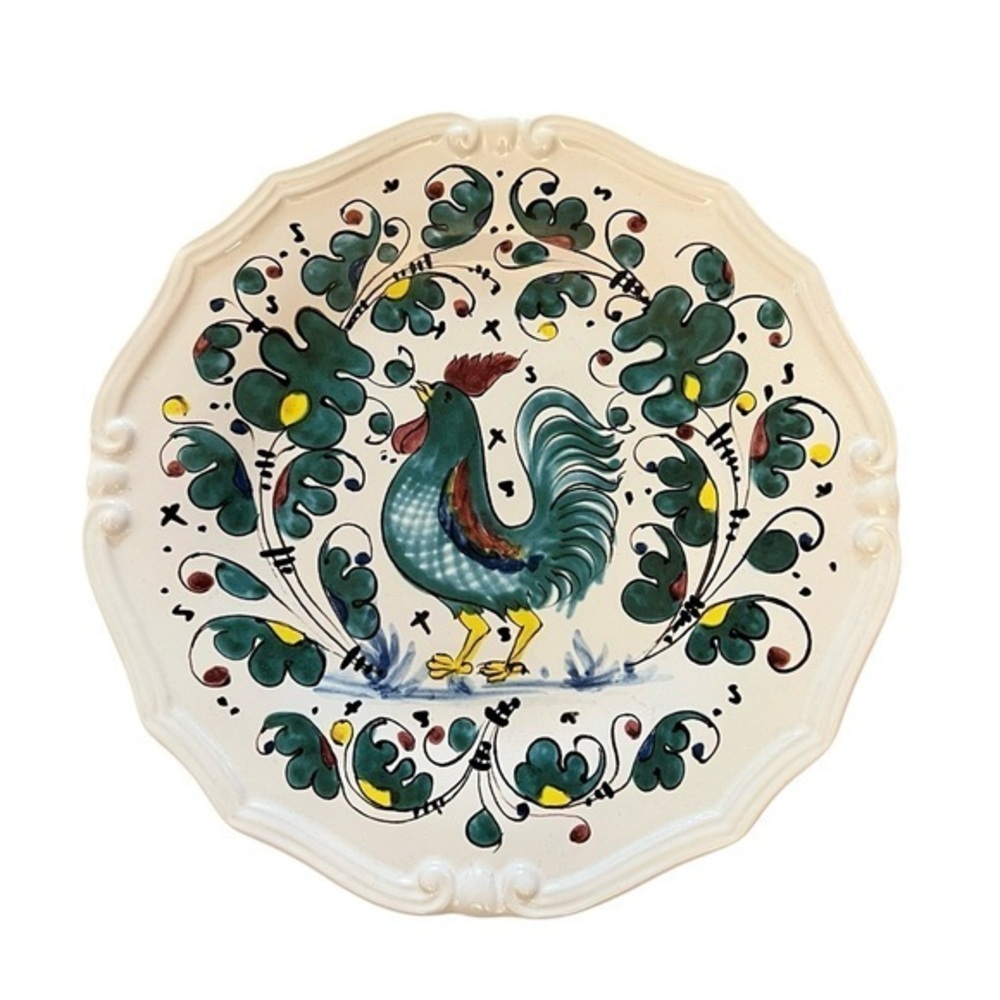 Vintage NOVA DERUTA Italy Hand Painted Large Galleto / Rooster Plate, 10.5”